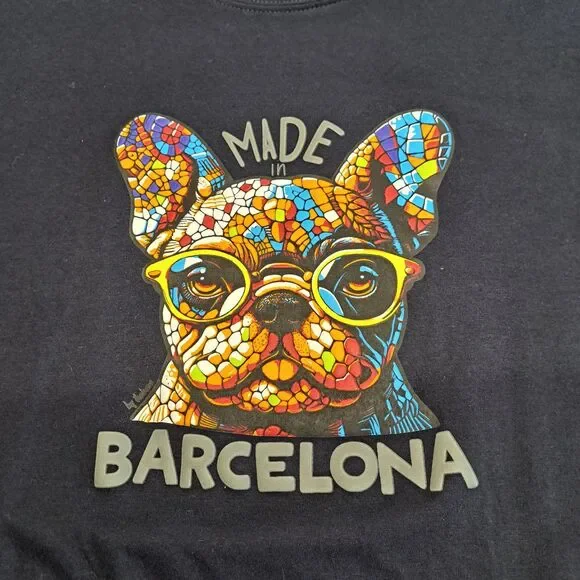 Ikebana Graphic Tee Mosaic Bulldog 2XL Made In Barcelona - Picture 5 of 7
